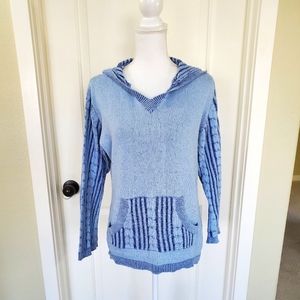 Vintage Women's Denim Blue Hoodie Sweater